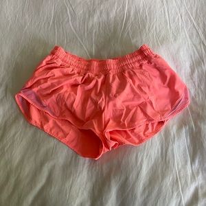 Neon pink Lululemon hotty hot shorts